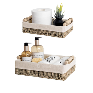 Paniers de rangement en jonc de mer écologiques avec poignées, petites et grandes tailles, pour l'organisation de la maison - Product Image 1