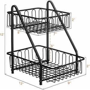 Kitchen Countertop <b>Display</b> 2 Tier Fruits <b>Basket</b> Rack Decorative Iron Wire <b>Baskets</b> Racks Handicrafts For Home Decoration Items - Product Image 2