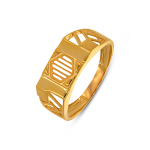 Linear Intent <b>Men's</b> Gold <b>Ring</b> 18K Solid Gold Geometric Lattice <b>Ring</b> Modern Openwork Statement Band <b>for</b> <b>Men</b> - Product Image 1