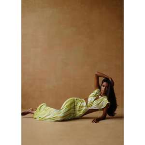 Vestido largo de verano para mujer, estampado, con aberturas, cuello en V profundo, manga corta, para vacaciones en la playa - Product Image 4