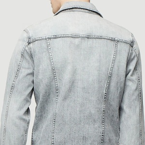 Custom Embroidered Logo Vintage Autumn Cotton Spandex Slim Fit Bomber <b>Denim</b> <b>Coats</b> Men Jean Jackets - Product Image 4
