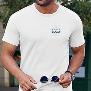 เสื้อยืดคอกลมแขนสั้นผู้ชาย ผ้าฝ้าย ทรงปกติ ระบายอากาศได้ดี ผ้าเจอร์ซีย์ถัก สวมใส่สบาย ไม่มีลายโลโก้ด้านหน้า  แบบรีดร้อน - Product Image 4