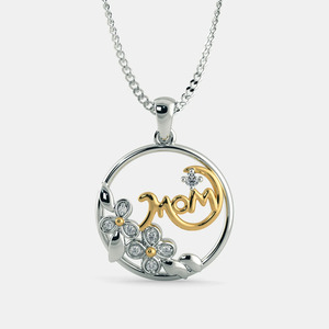 Collar con Colgante de Diamante Cultivado en Laboratorio con Diseño Floral de Dos Tonos para Mamá - Product Image 1
