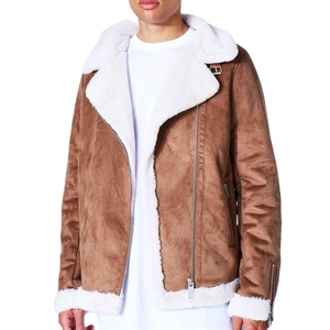 Veste moto unisexe en simili cuir avec fourrure sur le devant, coupe ajustée, style tendance, fermeture éclair, vente en gros - Product Image 1