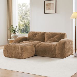 Divano Ergonomico a L Senza Struttura in Velluto Morbido con Design Trapuntato, Spugna ad Alta Densità 32D, Nessun Montaggio Richiesto per Soggiorno - Product Image 2