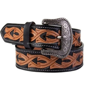 Cinturón de vaquero de herramientas de cuero occidental para hombres Cinturón de cuero de vaca de una sola capa en relieve a mano para hombres y mujeres - Product Image 6