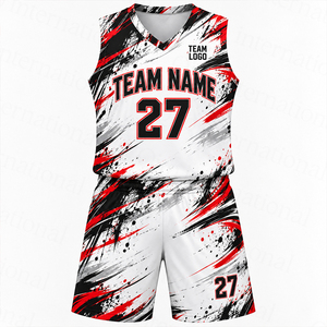 Uniformes de basket-ball personnalisés, nom de l'équipe, tissu en polyester interlock, shorts de basket-ball, équipes de basket-ball pour jeunes - Product Image 1