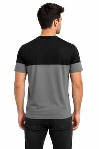 T-shirt de sport pour homme bicolore en gros – Maillot de gym à séchage rapide, performance optimale, personnalisable OEM, en coton et polyester - Product Image 2