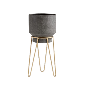 Ensemble de deux pots et jardinières en métal finition or, support pour plantes, décoration pour la maison, le jardin, l'hôtel, le restaurant, le salon - Product Image 6