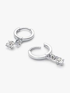Boucles d'oreilles pendantes œil porte-bonheur et main de Hamsa – Bijoux élégants en argent sterling avec diamants de laboratoire, motif œil porte-bonheur et main de Hamsa - Product Image 3