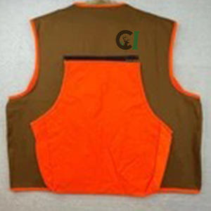 Chaleco de Caza Unisex con Bloques de Color y Múltiples Bolsillos, Ribete Naranja Brillante, Verde Oliva, Chaleco Utilitario Transpirable para Actividades al Aire Libre - Product Image 3
