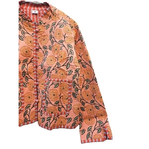 Indian Cotton Hand Block Floral Printed Kantha <b>Quilted</b> Breathable Stripe Women Summer Bohemian Style <b>Jackets</b> Pure Best Quality - Product Image 3