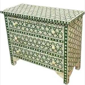 Aparador de Alta Calidad con Incrustaciones de Hueso Negro, 2 Puertas y Estantes Grandes, Buffet con Incrustaciones de Hueso, Mueble con Incrustaciones de Hueso, Mesa Consola - Product Image 3