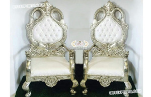 ชุดเก้าอี้แกะสลักสีทองสำหรับเจ้าสาวและเจ้าบ่าวขนาดคิงไซส์สำหรับงานแต่งงานเจ้าสาวเจ้าบ่าวเจ้าสาวหรูหรา - Product Image 2