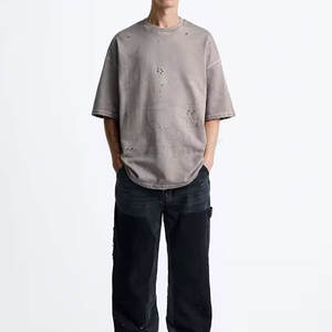 Vêtements de mode personnalisés, t-shirt pour homme avec effet usé, design personnalisé, manches longues, t-shirt pour homme avec effet usé - Product Image 4