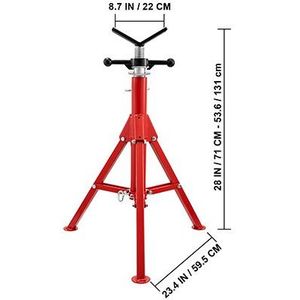 Soporte de tubo tipo V de 1/8 pulgadas, capacidad de 12 pulgadas, altura ajustable de 28 a 52 pulgadas, soportes plegables portátiles para tubos, abrazaderas para tubos con capacidad de carga de 2500 lb - Product Image 2