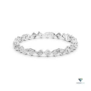 10.29 TCW Multi-Shape Lab Grown Diamond Bracelet in 18K <b>Solid</b> <b>Gold</b>, Round Heart Emerald Pear Marquise Link Bracelet, 6.5 Inch - Product Image 5