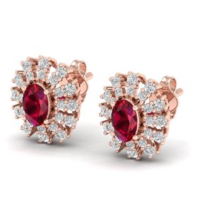 REYES Custom Design 925 Sterling Silver Moissanite <b>Stud</b> <b>Earrings</b> For Women Minimalist Oval Cut 1Ct Ruby Gemstone Halo <b>Earrings</b> - Product Image 3