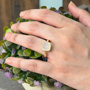 แหวนคริสตัลน้ำตาลขาวทันสมัย ชุบทอง 18k ด้านหน้าเปิด วงบาง ประกายระยิบระยับ พลอยธรรมชาติ เครื่องประดับขายส่ง - Product Image 5