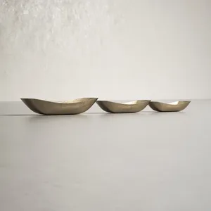 Handmade Decorative <b>Metal</b> <b>Bowl</b> with Contemporary Minimalist Luxury Interior AppealOval <b>Metal</b> Serving <b>Bowls</b> Set Handmade Modern - Product Image 3