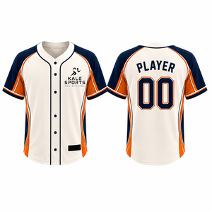 Maillots de baseball personnalisés imprimés par sublimation, respirants, antibactériens, à séchage rapide, à boutons, uniformes, col en V, 100% polyester, unisexe - Product Image 5