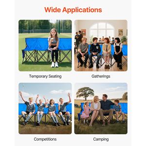 Lightweight Portable 8-Seat <b>Foldable</b> Soccer <b>Bench</b> with Side Pockets Lightweight Sideline Seating Back and Carrying Bag - Product Image 6