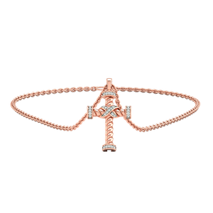 Collar con Colgante de Cruz Celta en Plata de Ley 925 con Baño de Rodio, con Circonita Cúbica Azul Zafiro y Circonita Cúbica Blanca para Mujer - Product Image 1