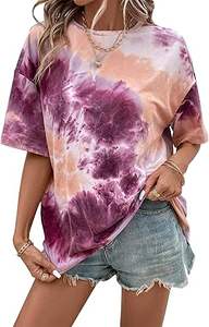 T-shirts unis et allongés tie-dye lavables à prix de gros abordable, vêtements d'été sportifs, t-shirts imprimés intégralement et teints par immersion - Product Image 3