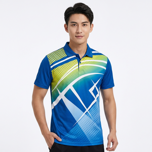 <b>Men's</b> Short Sleeve Polo Shirt Geometric Print Blue Yellow Green Quick Dry Knitted Polyester Sporty Regular Fit - Product Image 4