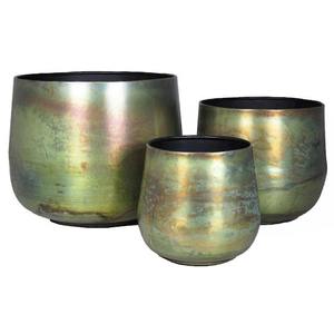 Ensemble de jardinières rondes en métal multicolores modernes avec finition irisée pour plantes d'intérieur et d'extérieur, décoration pour la maison, le jardin, le bureau, l'hôtel - Product Image 3