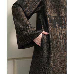 Abaya Mayka <b>Women's</b> Modest Chiffon Loose <b>Long</b> Woven Print Mandarin Collar <b>Blouse</b> Shirt - Product Image 5
