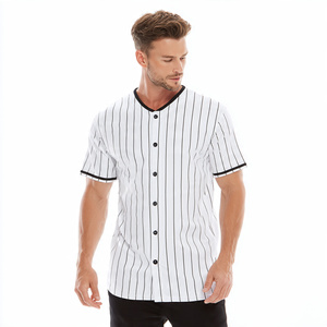 เสื้อเบสบอลกระดุมโพลีเอสเตอร์100% เสื้อเบสบอลติดกระดุมเสื้อเบสบอลลายทางเสื้อเบสบอลผ้านุ่ม - Product Image 1