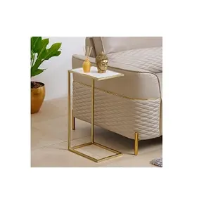 Table en marbre avec combinaison blanche et dorée pour la décoration de la maison Look attrayant Nouveau design