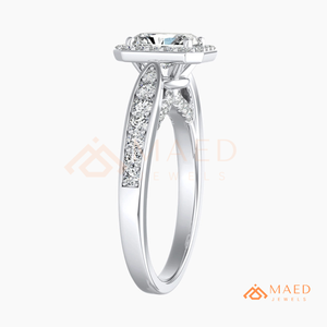 Bague en argent pour femme avec diamant moissanite taille radiant et halo, bijou de fiançailles et de mariage, cadeau pour elle, USA - Product Image 6