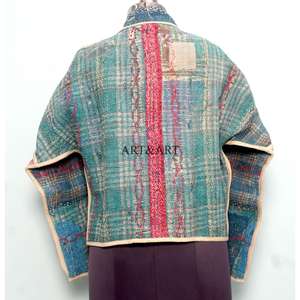 <b>Lightweight</b> Knitted Bohemian Kantha Reversible Eco-Friendly <b>Jacket</b> Colorful Handmade Embroidered Cotton for <b>Women</b> Winter <b>Summer</b> - Product Image 4