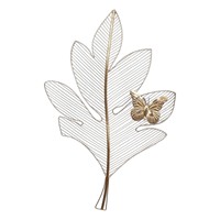 Décoration Murale Luxe Feuille Métallique Dorée, Sculpture Murale Moderne en Fer Forgé en Forme de Branche de Vigne pour Salon, Hôtel, Décoration Intérieure