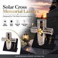 Lanterne Solaire Métallique en Gros Znicz Solarny, Lampe Commémorative en Métal en Forme de Croix avec Découpe Cœur pour Cimetière Extérieur