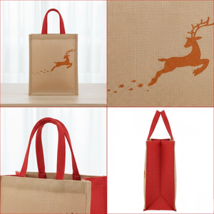 Nouveauté Sac de courses en jute personnalisé pour Noël |   Sac fourre-tout réutilisable écologique avec impression unique, meilleur cadeau promotionnel pour l'épicerie - Product Image 4