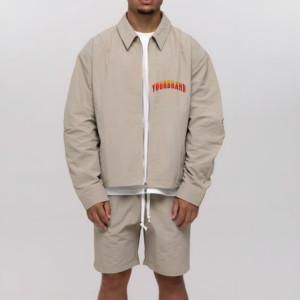 Custom Made Plus Size <b>Zip</b> <b>Up</b> <b>Jacket</b> & Short Set For Women Breathable Windproof & Waterproof 100% Nylon Windbreaker Set OEM - Product Image 1