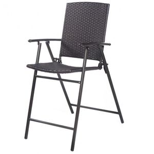 Contemporary Nordic <b>Bar</b> <b>Stools</b> <b>Set</b> <b>of</b> <b>4</b> with Footrests and Armrests Folding Rattan High Chairs for Indoor and Outdoor Use - Product Image 1