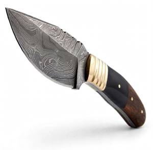 Herramienta utilitaria de acero damasco estampado de primera calidad para preparación de campamentos, mango de madera negra y marrón - Product Image 6