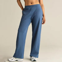 Pantalon de jogging léger en molleton de coton à jambe large pour femme, avec logo personnalisé, cordon de serrage, vente en gros, coupe oversize, pour l'hiver
