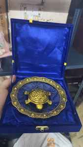 Plato de Cristal con Tortuga de la Suerte en Latón Dorado Estilo Antiguo Moderno, Decoración para el Hogar Vaastu Feng Shui, Regalo de Boda, Caja de Recuerdos Festiva - Product Image 3