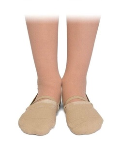 Beige Rhythmic Gymnastics Flat Heel Half Toe Shoes <b>Soft</b> Fabric Dance <b>Socks</b> Breathable Stretchy Unisex Professional Elegant - Product Image 4