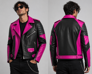 Premium Leather Biker <b>Jacket</b> for <b>Men</b> Classic Moto Style Durable Construction Comfortable Everyday Fashion Wear Front - Product Image 6