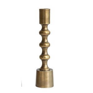 Vintage Bronze Textured Candlestick <b>Set</b> Rustic Wedding Centerpiece Tall Tapered Metal Pillar Holders - Product Image 1