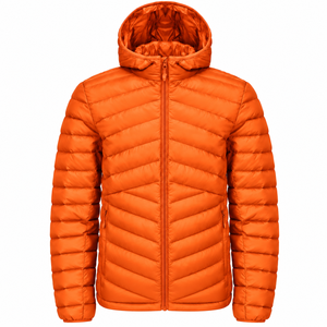 Chaqueta Acolchada con Capucha Naranja para Hombre, de Invierno, Cálida, con Cierre Completo, Informal, de Poliéster, Resistente al Viento, OEM, a Precios Bajos - Product Image 1