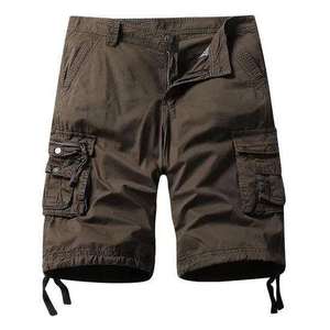 Shorts de travail cargo pour hommes en sergé de coton, décontractés, multi-poches, coupe ample, taille ajustable, pour activités de plein air, randonnée, camping, été - Product Image 2