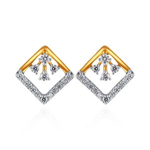 Pendientes de Diamantes Cuadrados Quadra Glow, Oro Amarillo de 18K, Diamantes Cultivados en Laboratorio, Marco Geométrico Pavé, Joyería Fina para Mujer - Product Image 1
