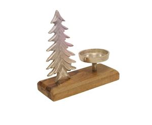 Christmas Tree Candle Stand Brass Wood Base Home Decoration Durable - Product Image 1
